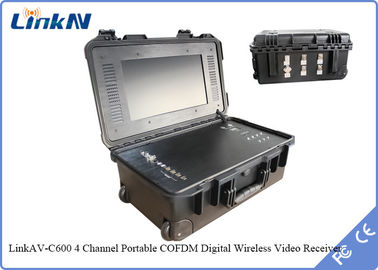 Récepteur visuel de valise d'IP65 4-Channel COFDM avec la sensibilité élevée 106dBm@2MHz de chiffrage de batterie et d'affichage AES256