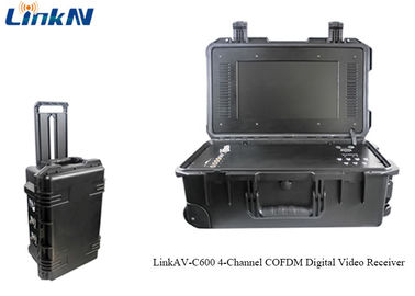 Récepteur visuel portatif COFDM H.264 avec le chiffrage 4-Channel IP65 de batterie et d'affichage AES256