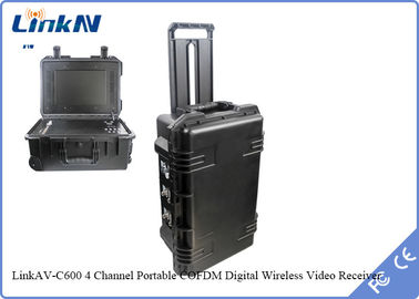 Coffre à bagages Récepteur vidéo COFDM IP65 avec batterie et écran AES256 chiffrement DC-12V