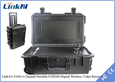Récepteur visuel tactique militaire de la police COFDM avec la sensibilité élevée 106dBm@2MHz de chiffrage de batterie et d'affichage AES256