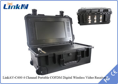 Coffre à bagages Récepteur vidéo COFDM IP65 avec batterie et écran AES256 chiffrement DC-12V