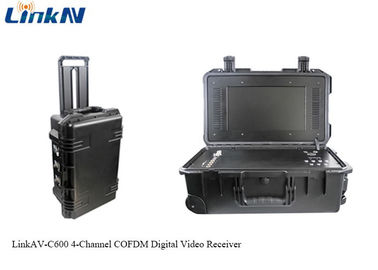 Récepteur vidéo COFDM avec batterie et affichage AES256 chiffrement 4 canaux IP65